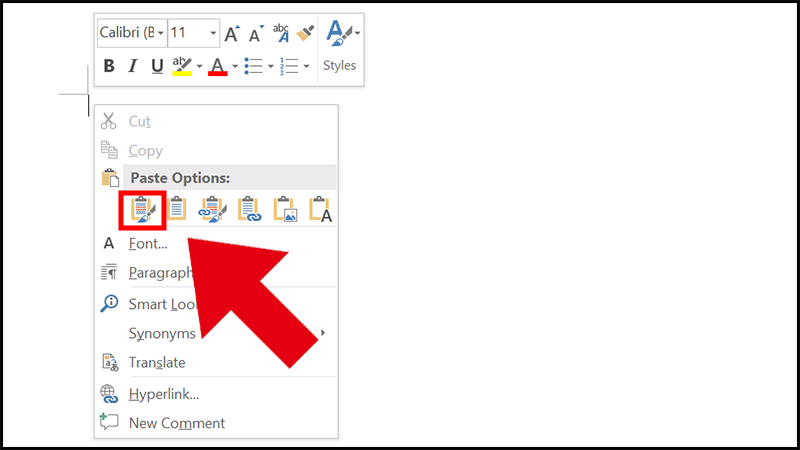 Right-click and select Keep Source Formatting in Paste Options