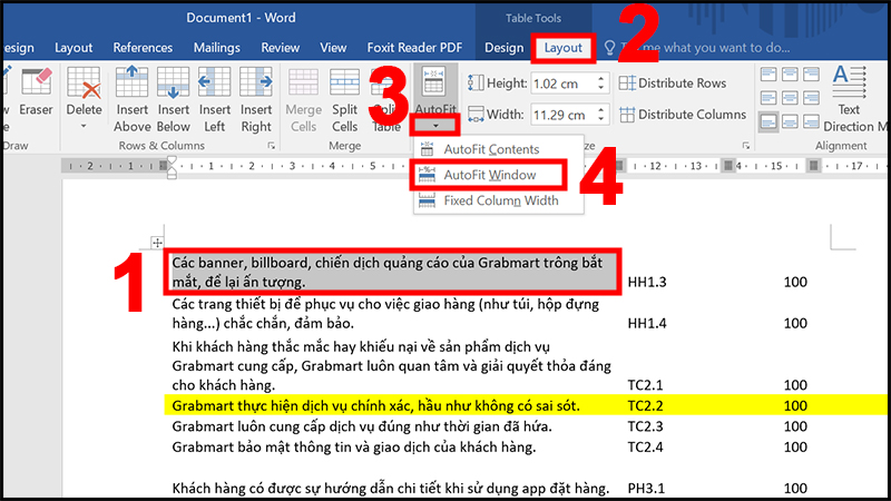 Select the AutoFit command and select AutoFit Window