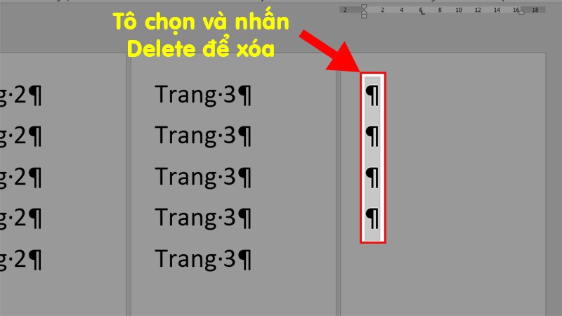 After the characters have appeared, you just need to highlight them and press the Delete key to delete the pages you do not want to use