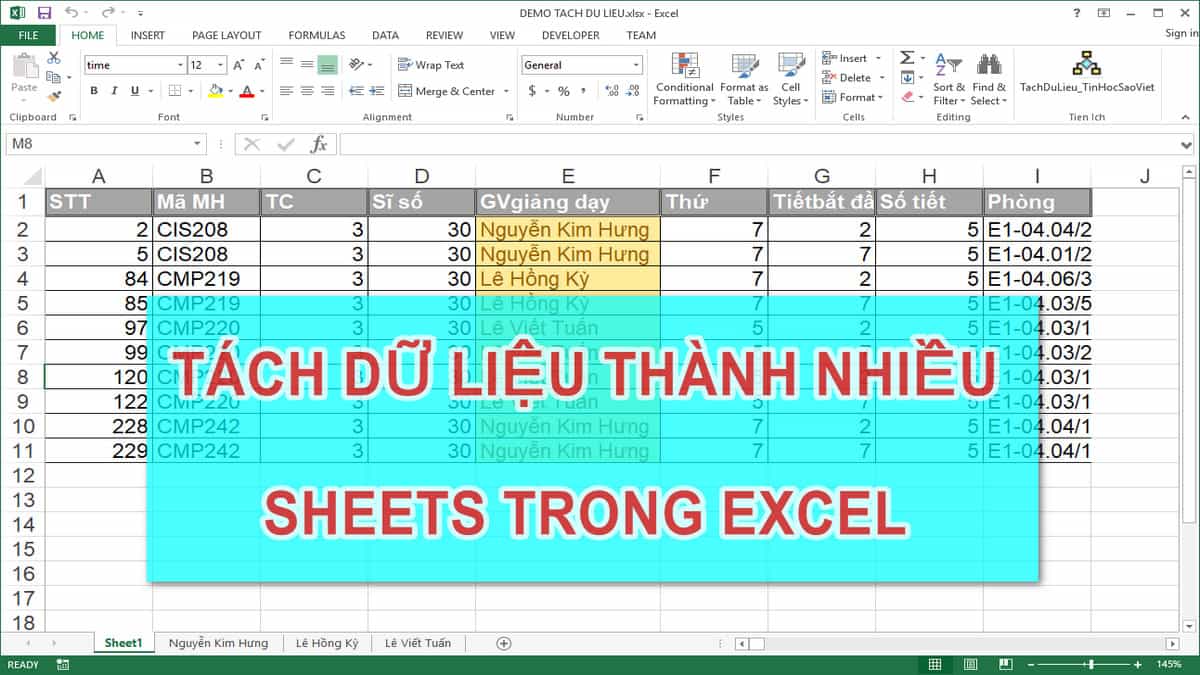Hướng dẫn chi tiết cách tách sheet trong Excel
