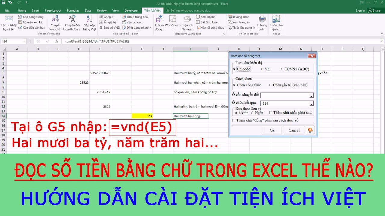 Cách đọc số tiền bằng chữ trong Excel dễ thực hiện