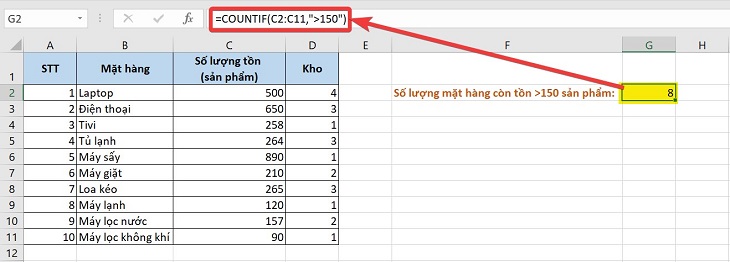 Hướng dẫn chi tiết cách đếm số lần xuất hiện trong Excel 3