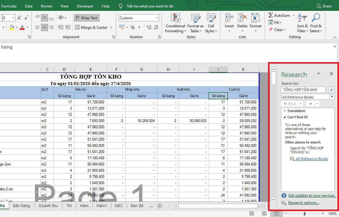 Hướng dẫn chi tiết cách tắt Research trong Excel 3