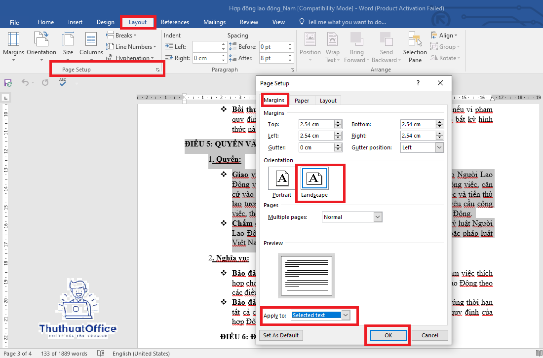 Hướng Dẫn Cách Xoay Ngang 1 Trang trong Word 3