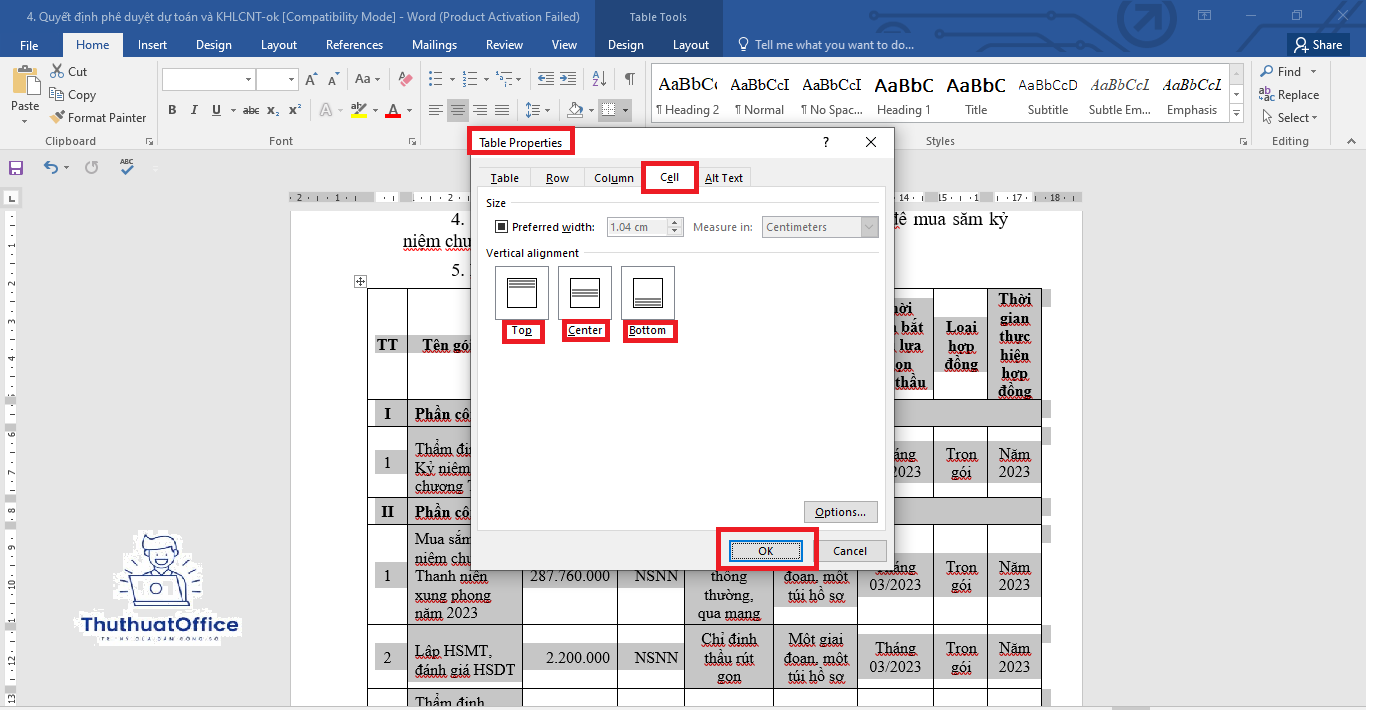 Hướng Dẫn Chi Tiết Cách Căn Giữa Ô Trong Word Để Trình Bày Dữ Liệu Chuyên Nghiệp 2
