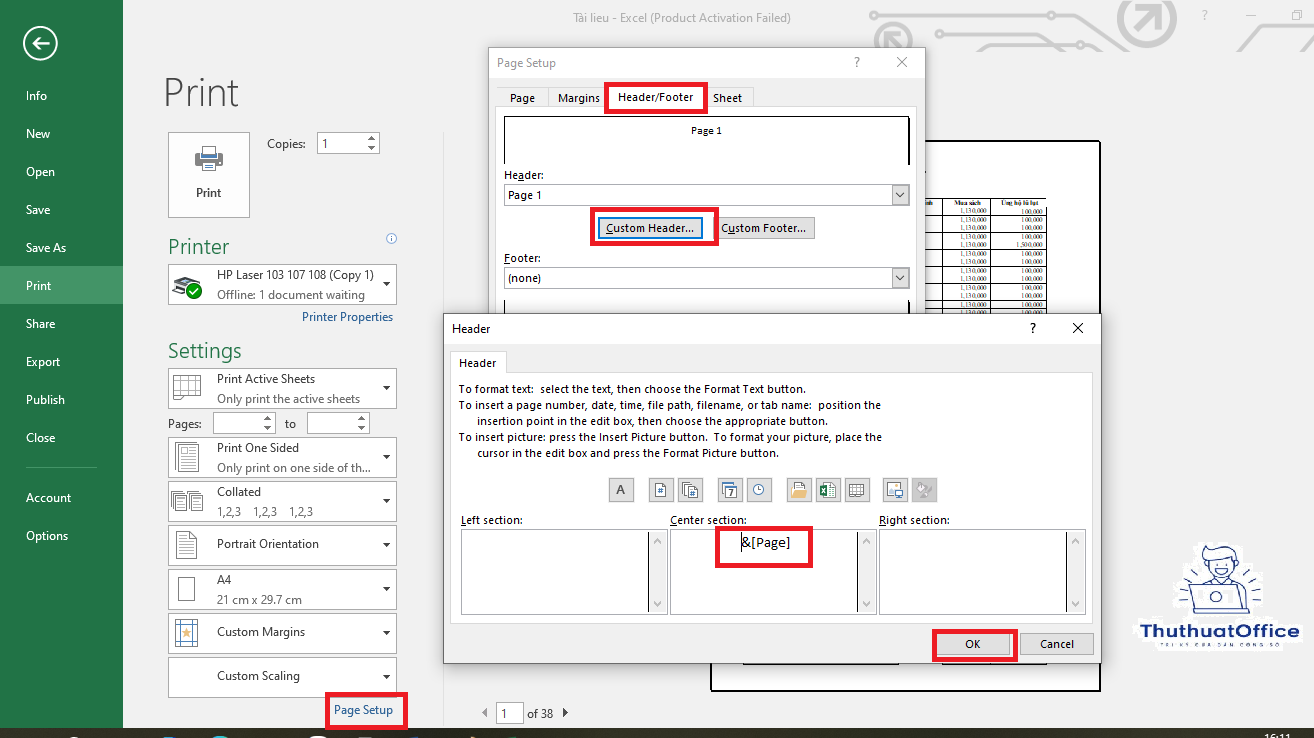 Hướng Dẫn Chi Tiết Cách Đánh Số Trang trong Excel 2