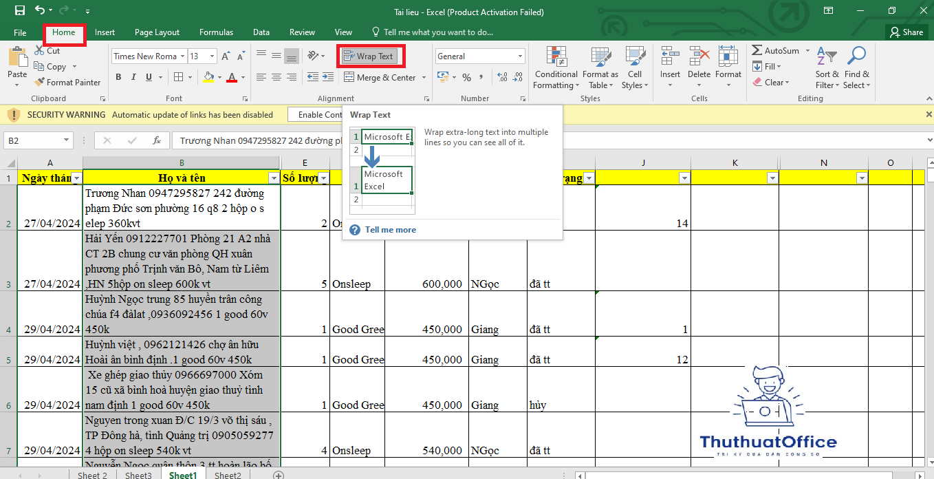 Hướng Dẫn Chi Tiết Cách Xuống Dòng Trong Ô Excel 2