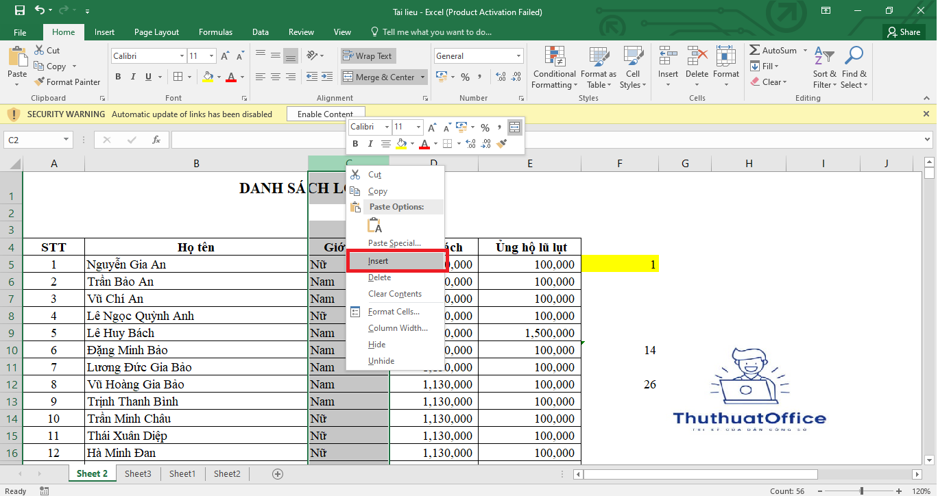 Những Cách Thêm Cột Trong Excel Cho Người Mới Bắt Đầu 1