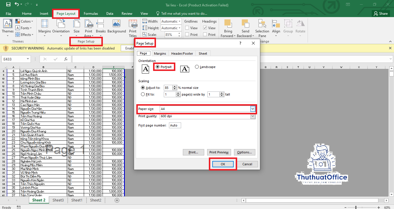 Hướng Dẫn Cách In Excel Vừa Trang Giấy A4 Đơn Giản 1