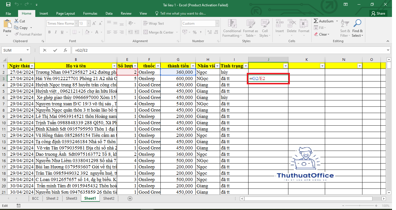 Hướng Dẫn Hàm Chia Trong Excel Đơn Giản 1