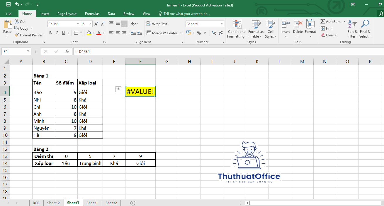 Những Lỗi Value Trong Excel Bạn Nên Biết 1