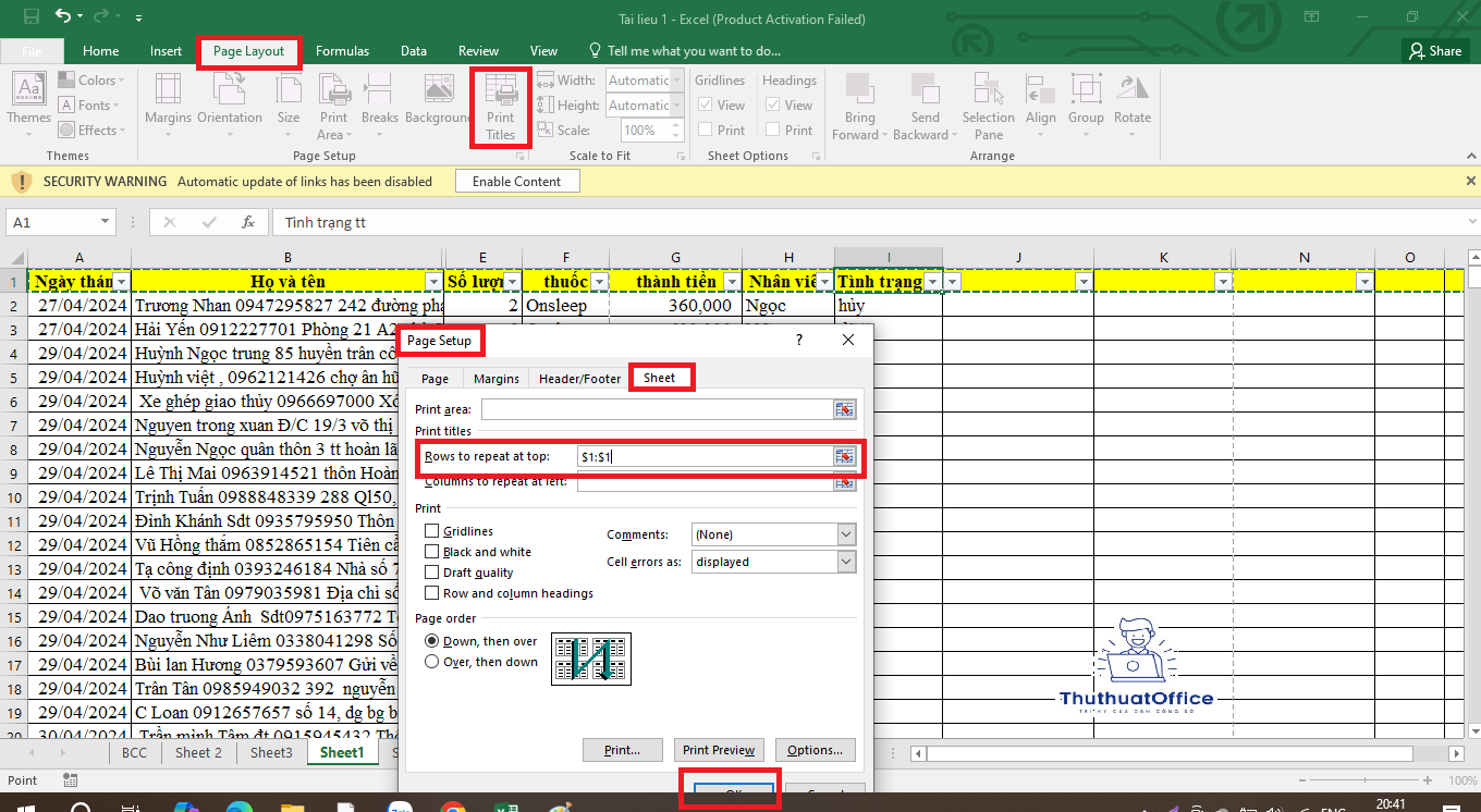 Hướng Dẫn Chi Tiết Cách Lặp Lại Tiêu Đề Trong Excel Cho Bảng Tính Chuyên Nghiệp 1