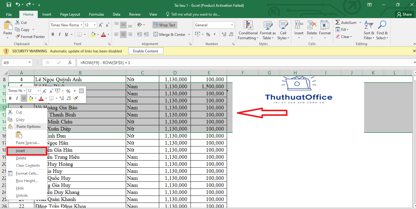 Hướng Dẫn Chi Tiết Cách Thêm Hàng Trong Excel 2