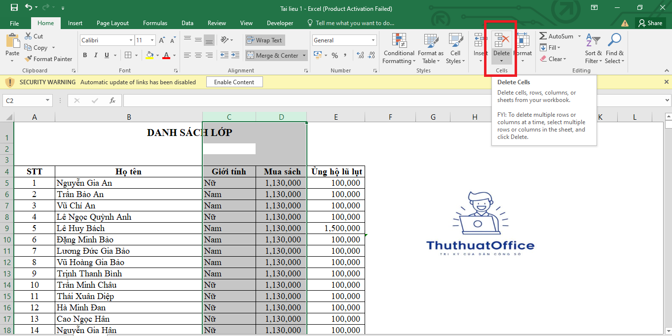 Hướng Dẫn Chi Tiết Cách Xóa Cột Trong Excel 2