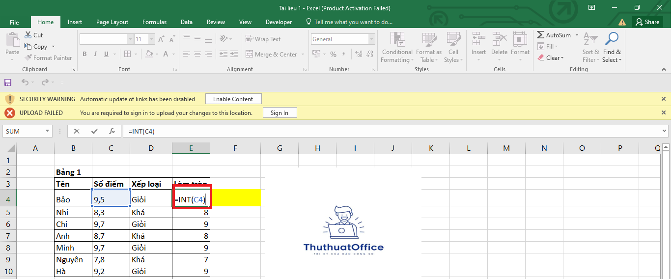 Hướng Dẫn Chi Tiết Và Ví Dụ Minh Họa Hàm Int Trong Excel 1