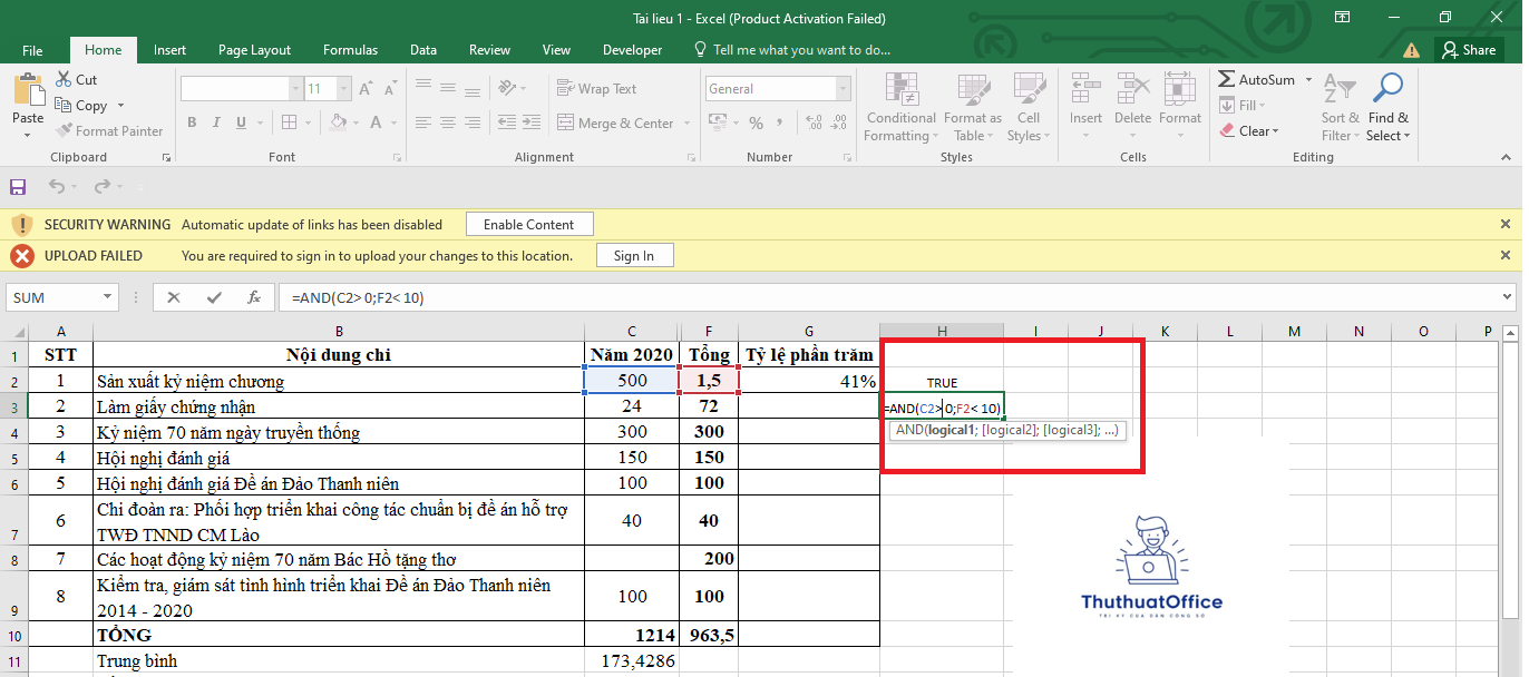 Hướng Dẫn Từ A Đến Z Sử Dụng Hàm And Trong Excel 1