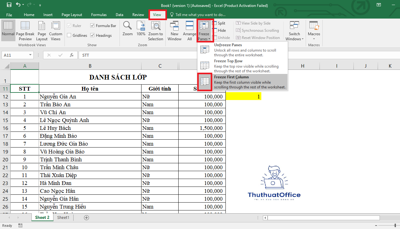 Tổng Hợp Những Cách Cố Định Cột Trong Excel Đơn Giản 1