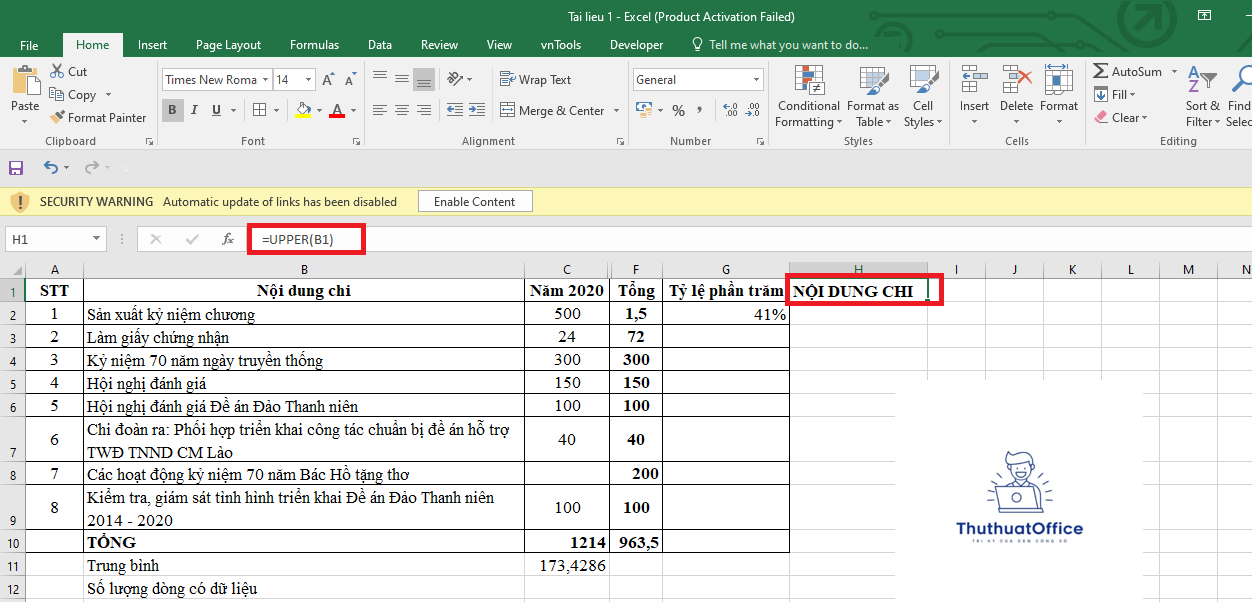 5 Cách Viết Hoa Chữ Cái Đầu Trong Excel 1