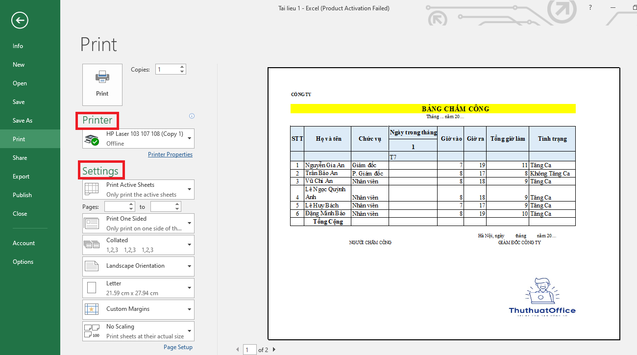 Cách In Văn Bản, Dữ Liệu Trong Microsoft Excel: Hướng Dẫn Chi Tiết 5