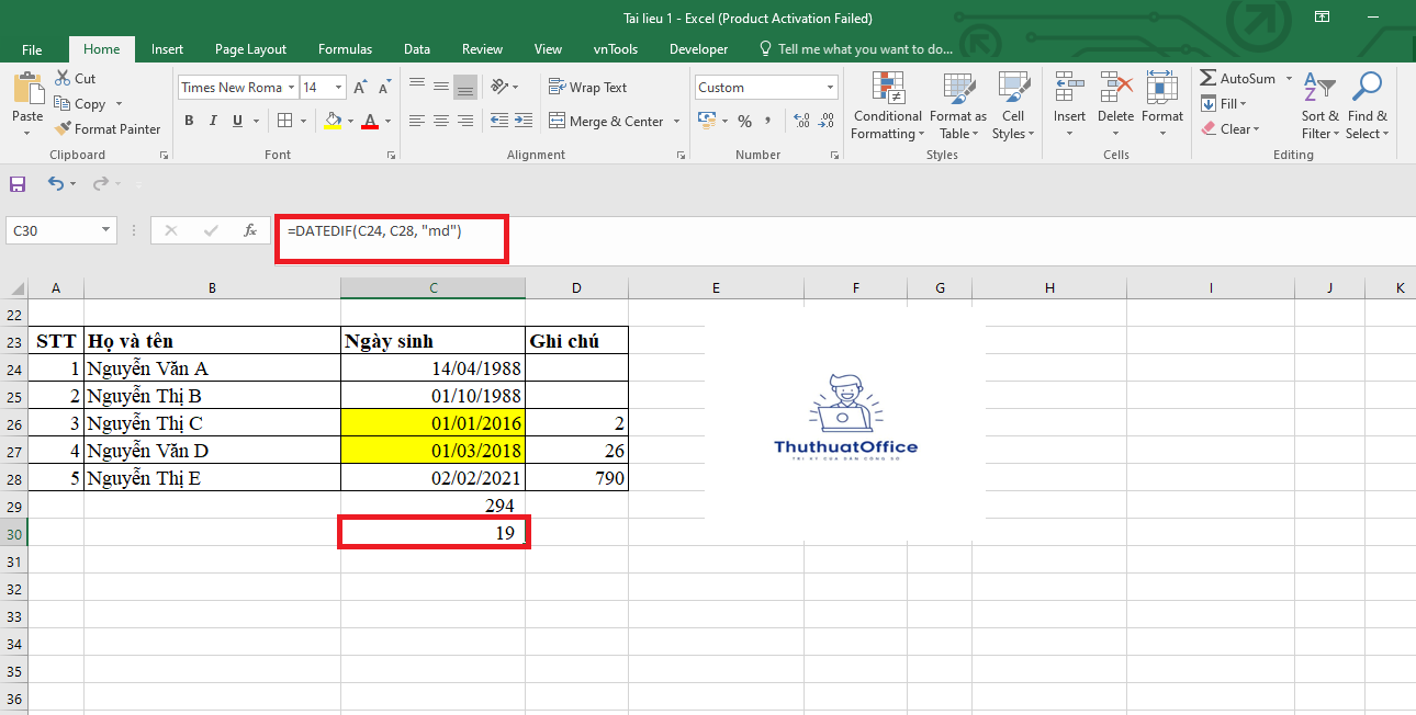 Sử Dụng Hàm Datedif Trong Excel Tính Toán Khoảng Thời Gian Giữa Hai Ngày 5