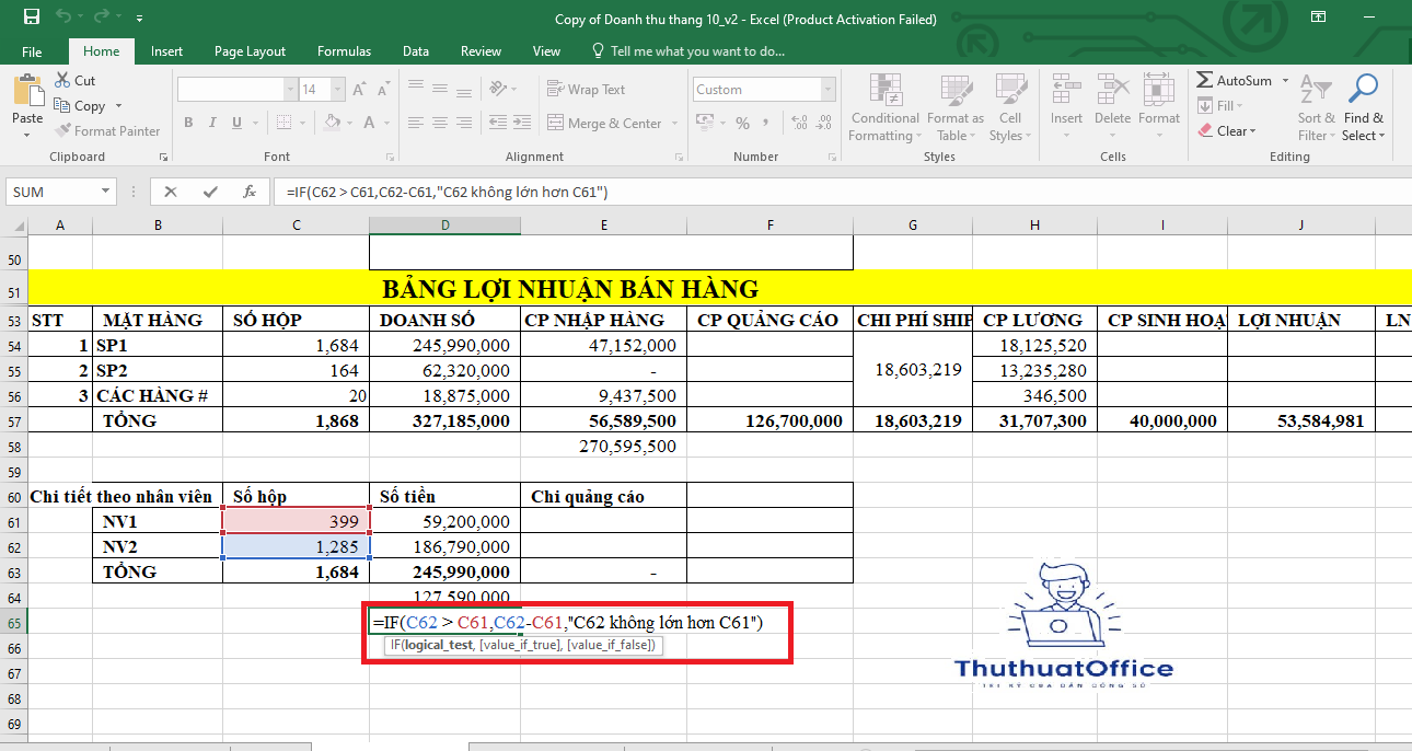 sử dụng hàm trừ trong excel cho người mới bắt đầu 4