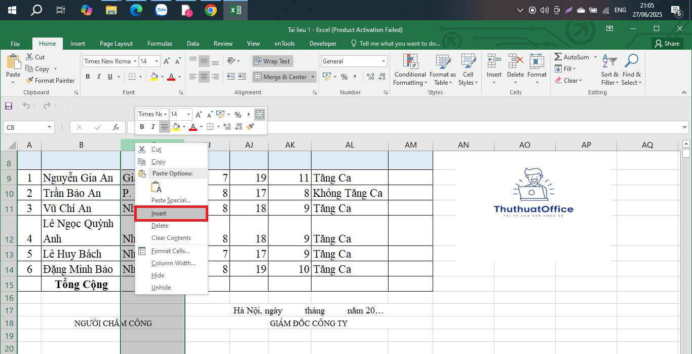 Cách Chèn Cột Trong Excel Từ A Đến Z Hướng Dẫn Chi Tiết Cho Người Mới Bắt Đầu Và Chuyên Gia 1