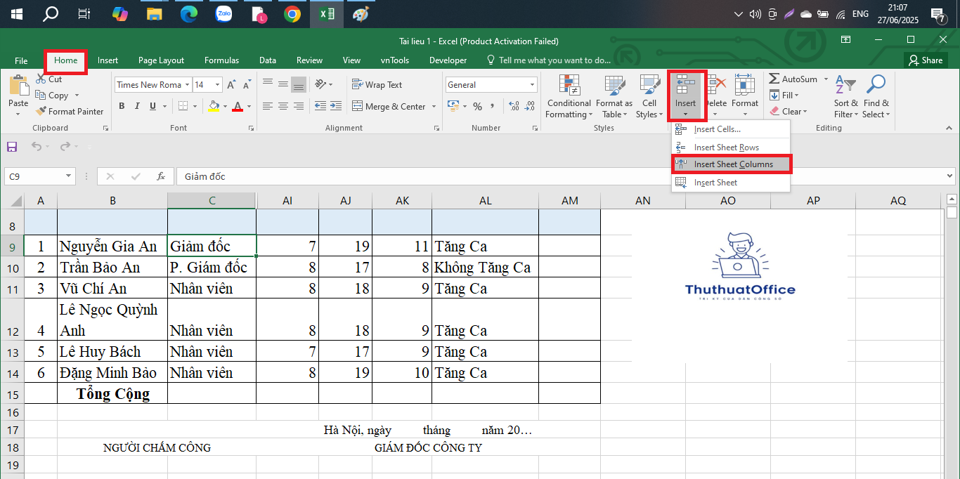 Cách Chèn Cột Trong Excel Từ A Đến Z Hướng Dẫn Chi Tiết Cho Người Mới Bắt Đầu Và Chuyên Gia 2